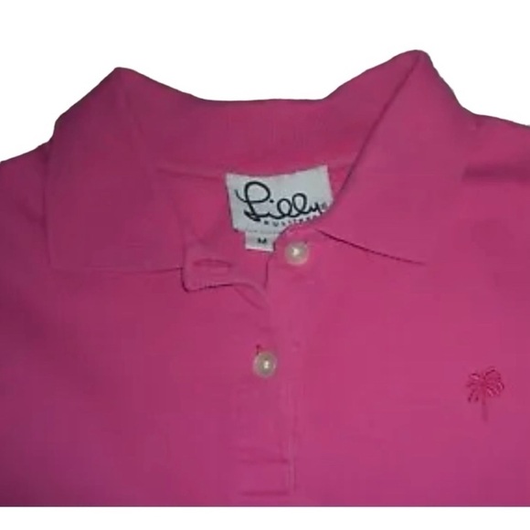 Lilly Pulitzer Polo Shirt Pink Barbie Prep School Mean Girls Preppy Tenniscore M - Picture 9 of 10